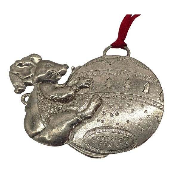 Kirk Stieff Pewter Christmas Ornament Mouse Ball USA Anti-Tarnish Holiday Gift - Picture 2 of 9